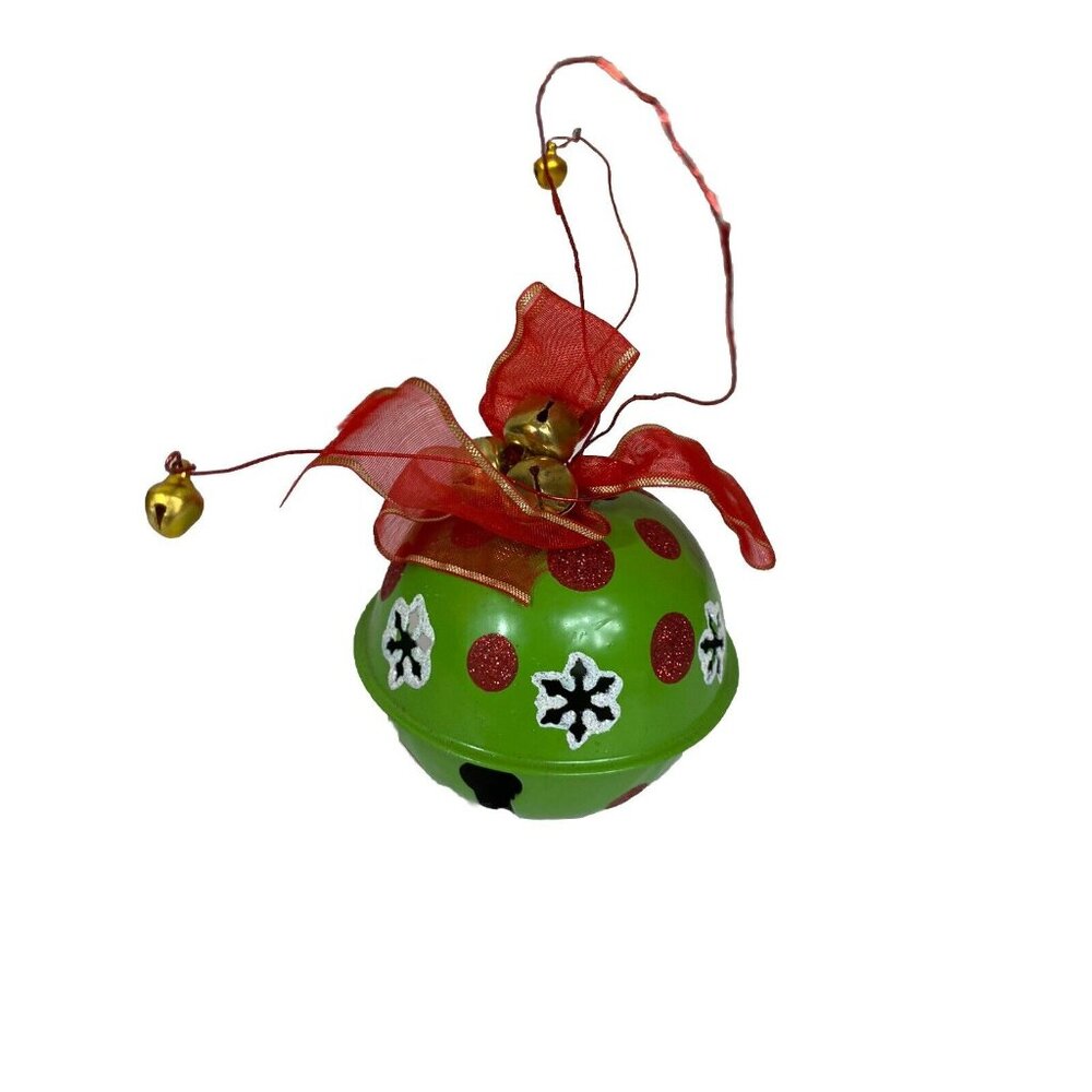 Vintage Metal Jingle Bell Christmas Ornament 3” Whimsical Musical Interactive